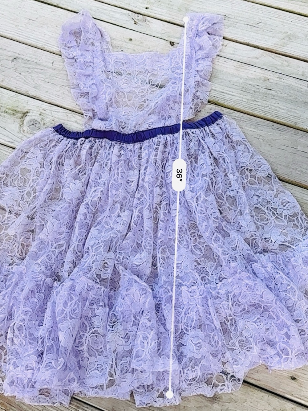 Vintage Prairie Apron Dress Purple Lace Cottagecore Pinafore Farmhouse Boho L - Picture 7 of 7